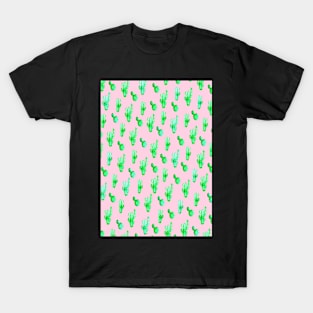 Cacti print, Cactus print, Green cacti, Pink, Cacti pattern, Pattern, Modern art, Wall art, Print, Minimalistic, Modern T-Shirt